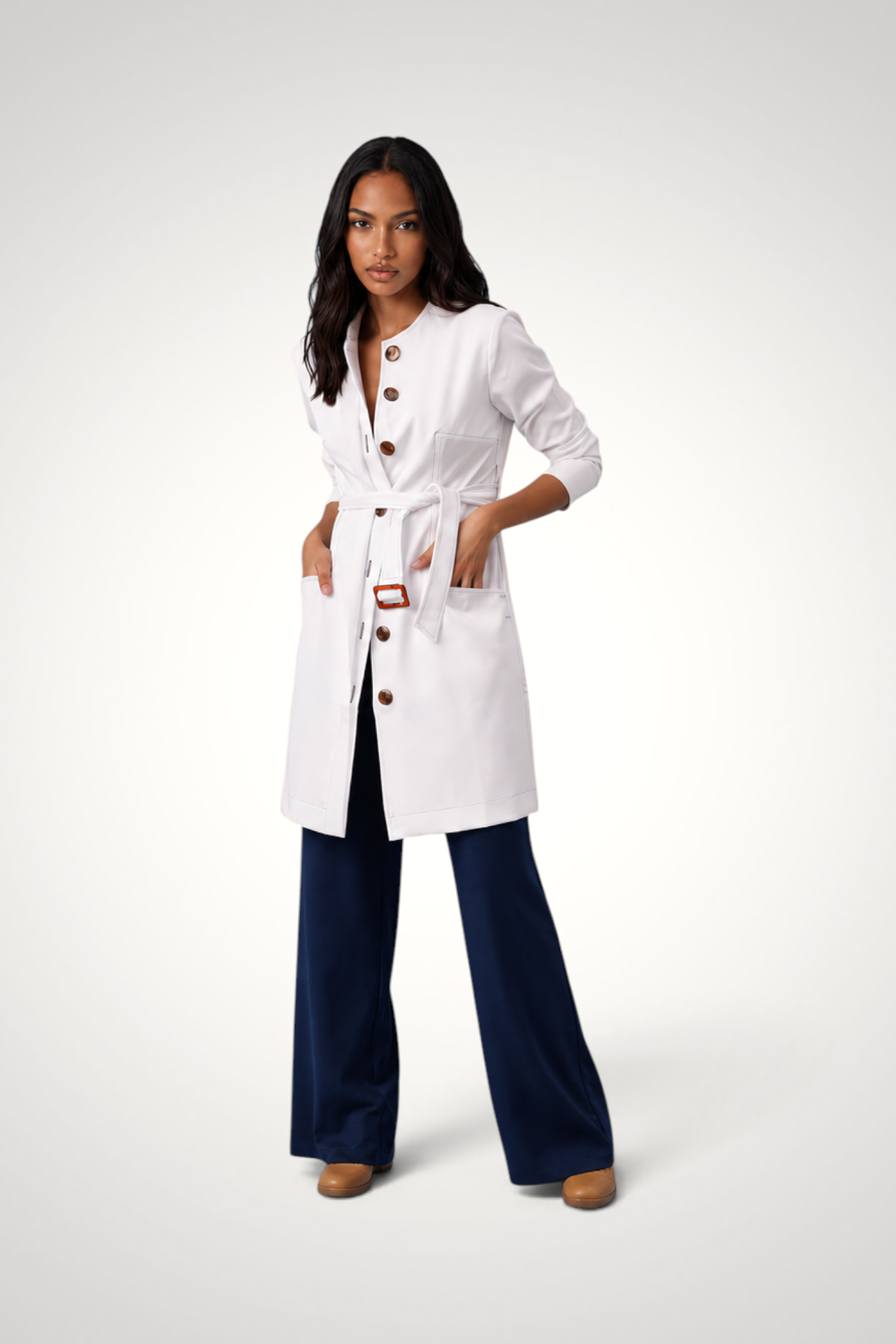 Jaleco Chloe I Branco + Café