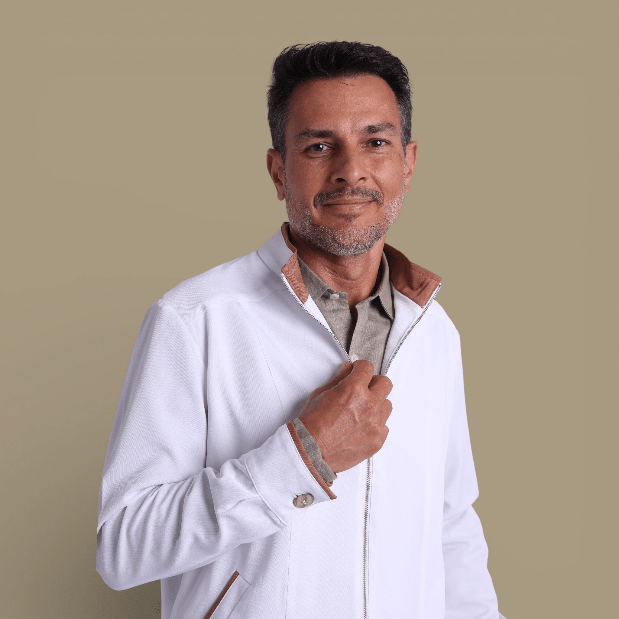 Jaqueta MF I Branco + Caramelo - HOLI