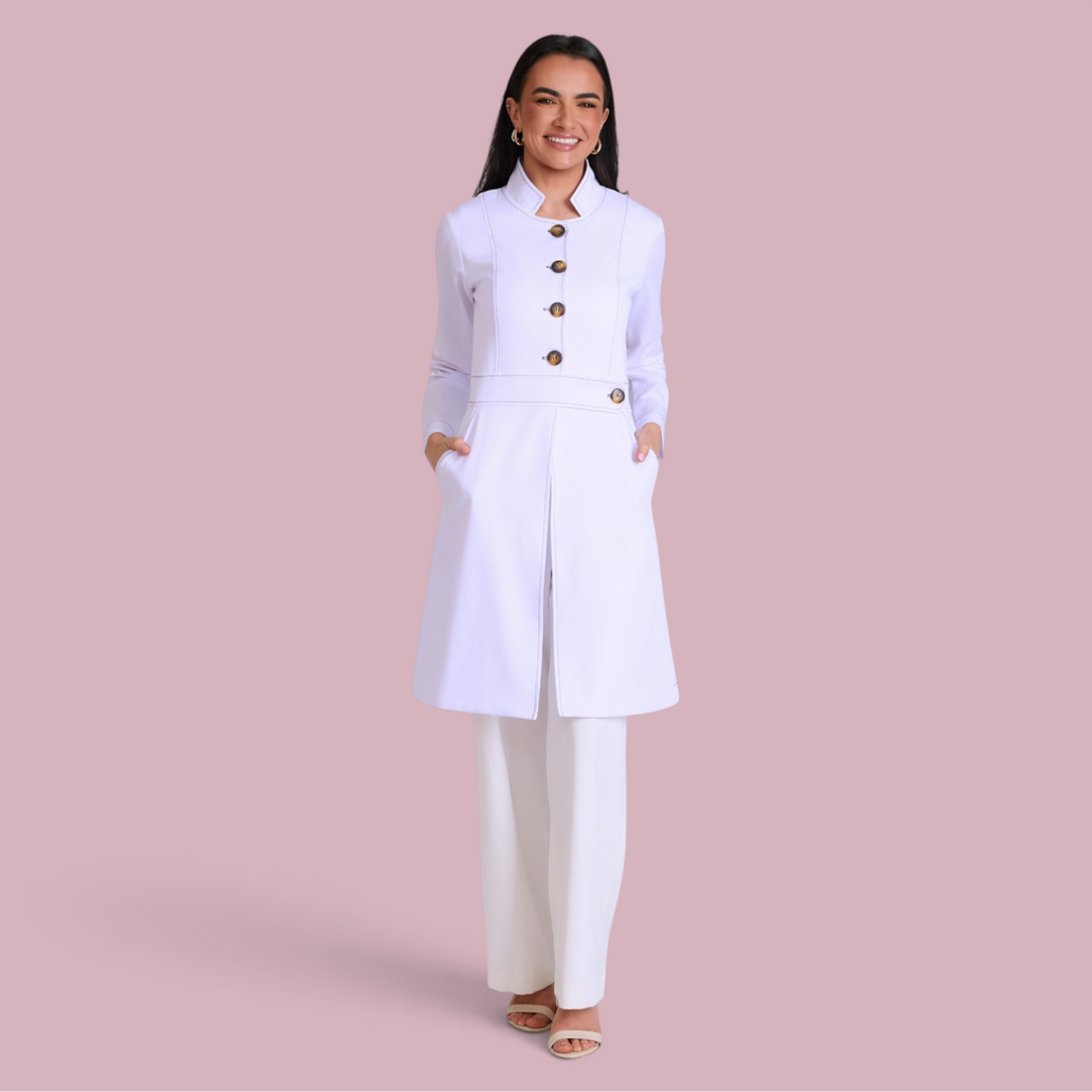 Jaleco Paola I Branco + Café