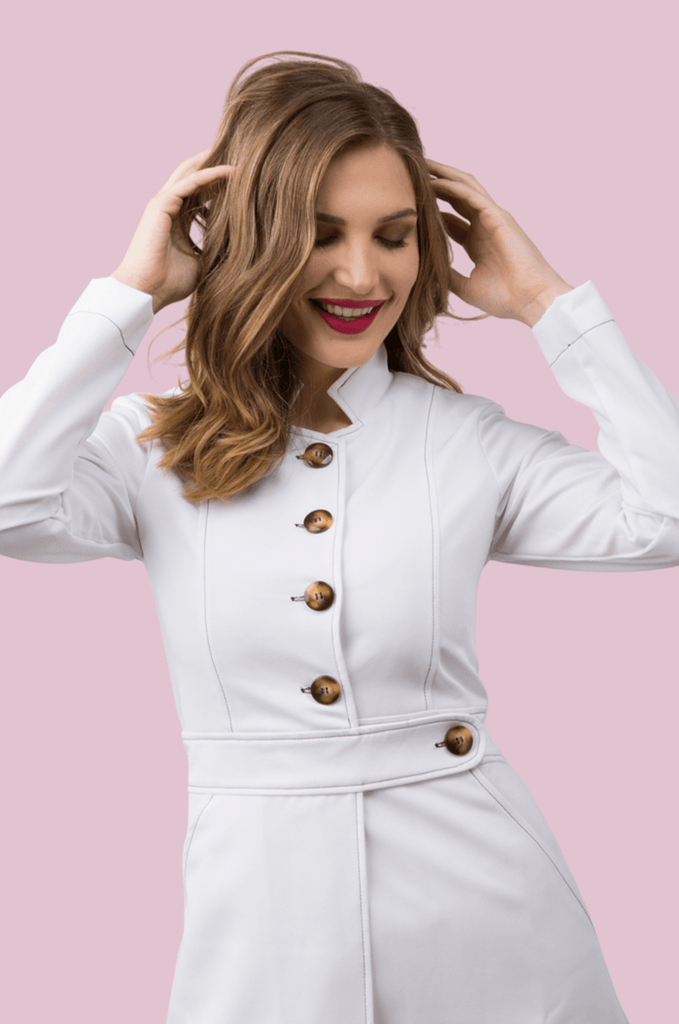 Jaleco Paola Branco com Café - HOLI