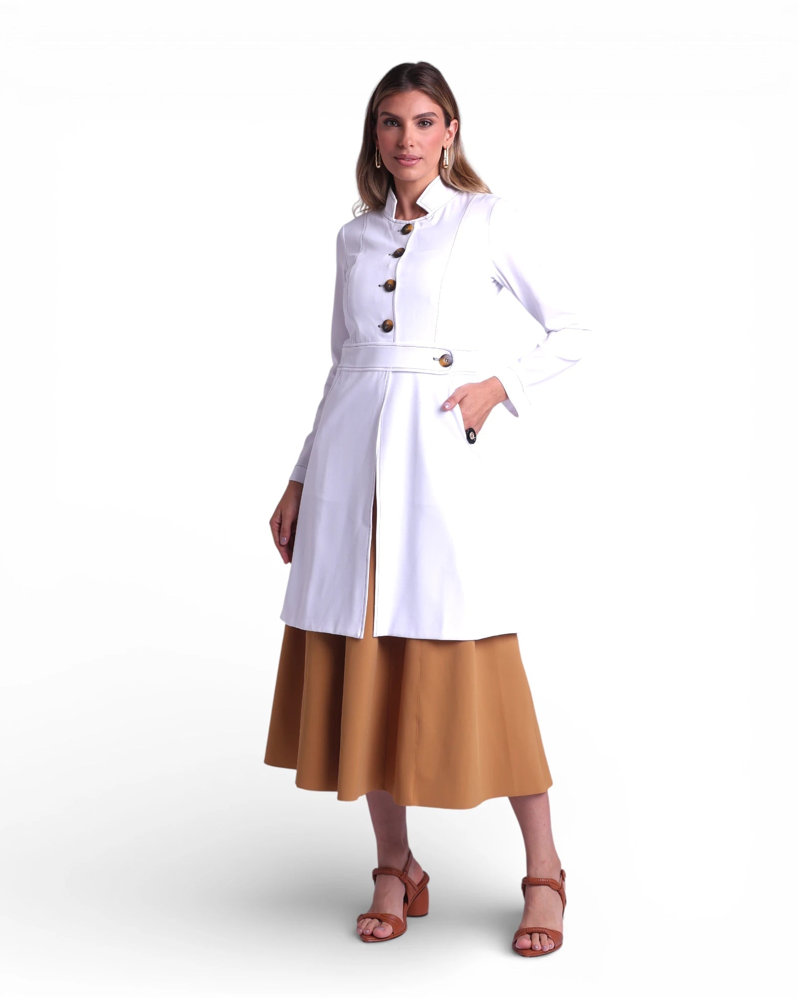 Jaleco Paola I Branco + Café - HOLI