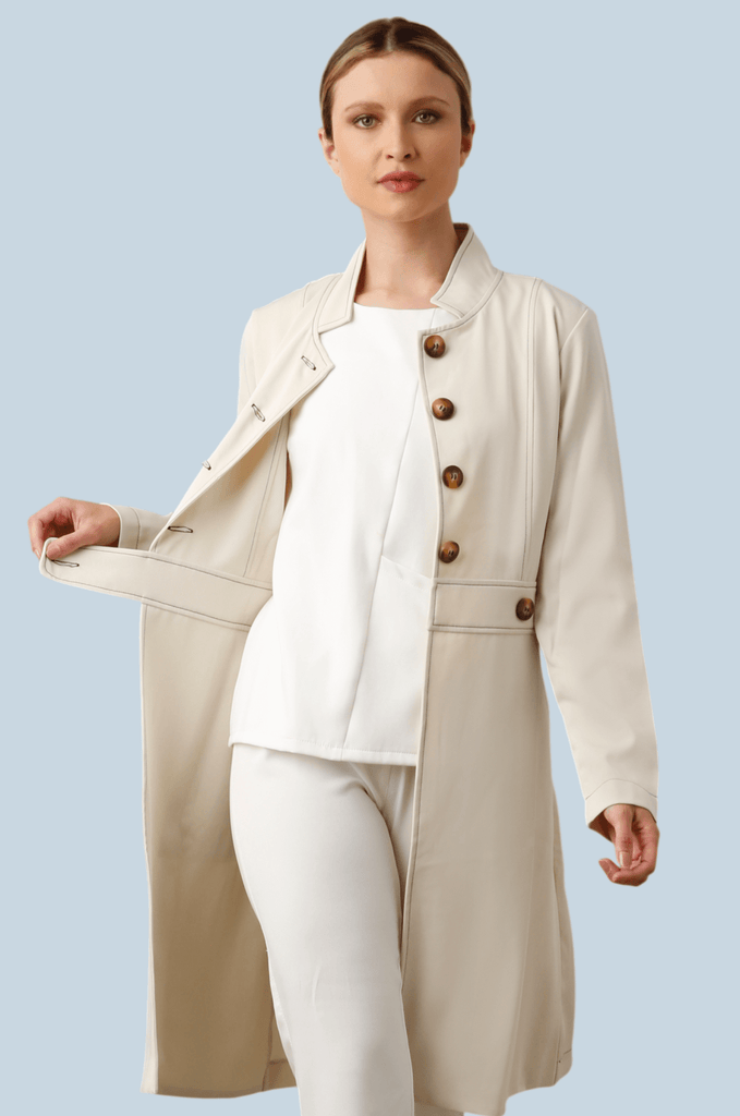 Jaleco Paola Marfim com Café - HOLI