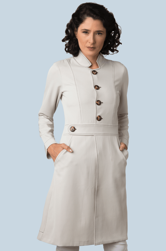 Jaleco Paola Marfim I Café - HOLI