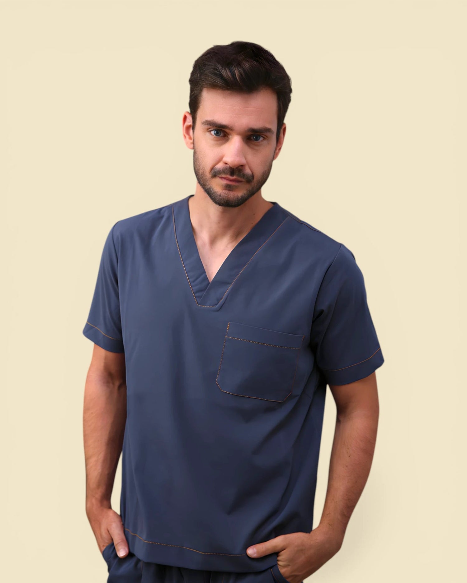 Scrub [M] Slim I Azul Denin + Caramelo - HOLI